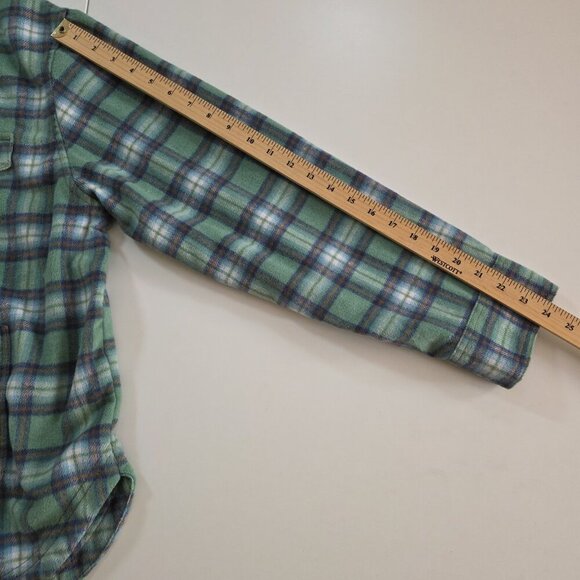 American Eagle Shacket Womens XL Plaid Fleece LS Wool Blend Pockets Buttons Boho - Picture 6 of 16